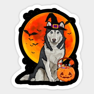 Dog Halloween Siberian Husky Jack O Lantern Pumpkin Sticker